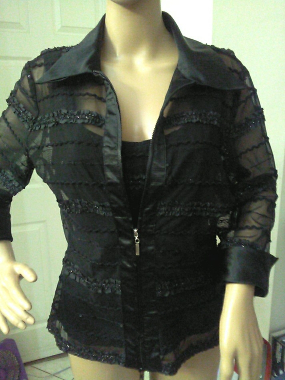 NWT LORD/ TAYLOR JS COLLECTION 2 PC. Black Sheer JKT. & TANK TOP BEAUTY SZ. 10